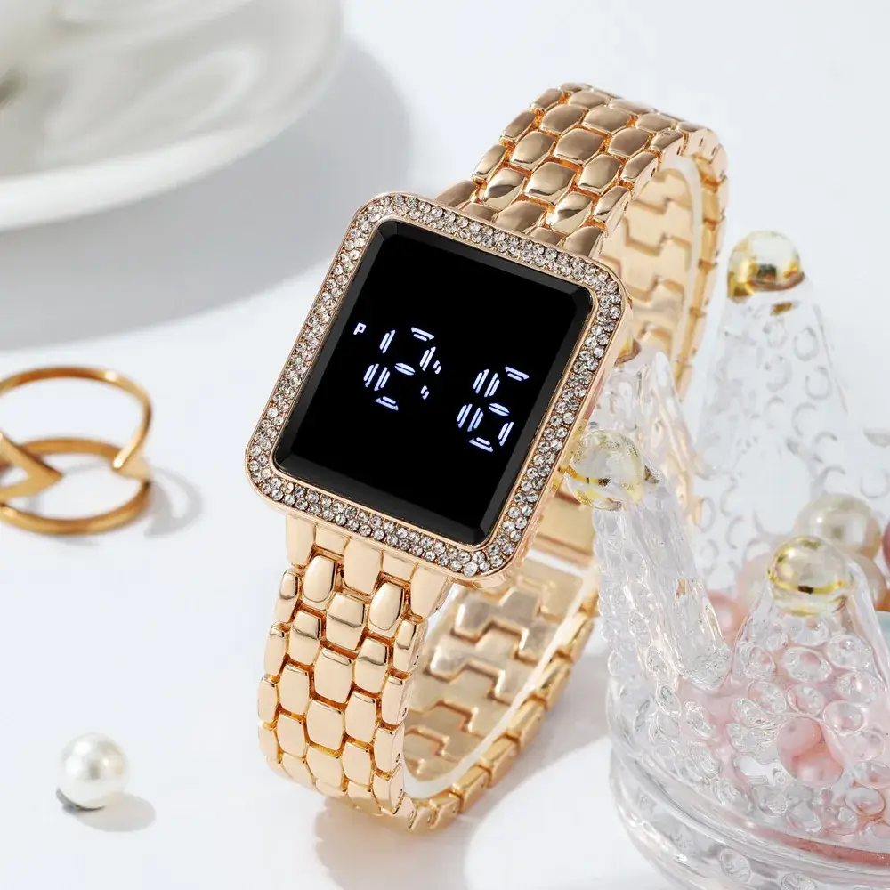 Luxury Diamond-Encrusted Women's LED Touch Watch - Image 5