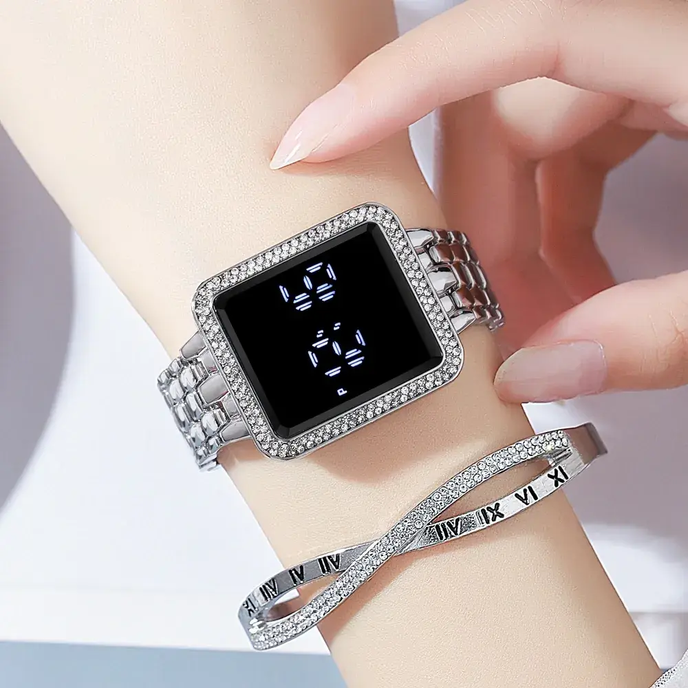 Luxury Diamond-Encrusted Women's LED Touch Watch - Image 8
