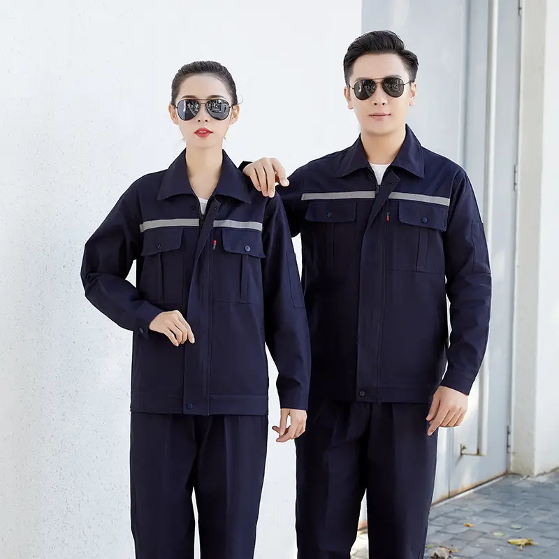 Pure Cotton Welding Suit Gray Long Sleeve Workwear Set - Image 3