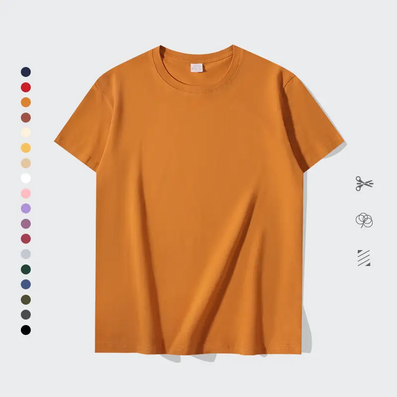 Men Women Loose Fit Orange Cotton T-Shirt 200g