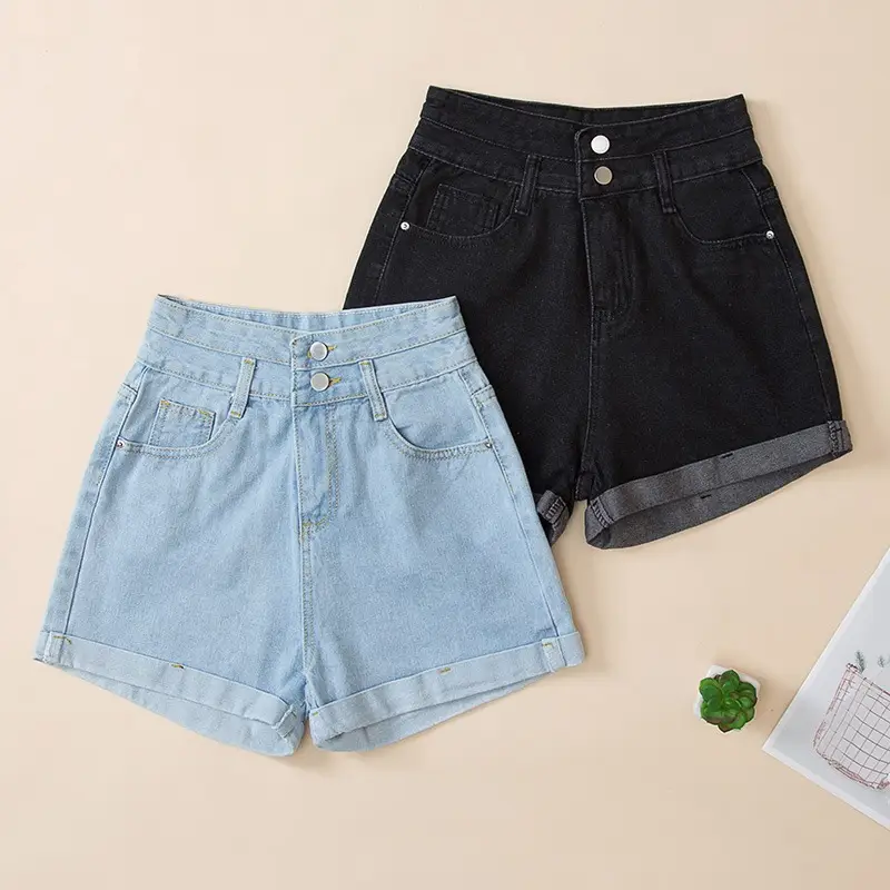 New Women High Waist Denim Shorts Light Blue 2025 - Image 3