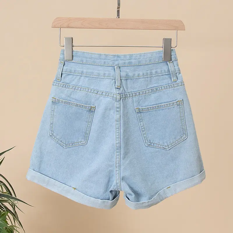 New Women High Waist Denim Shorts Light Blue 2025 - Image 4