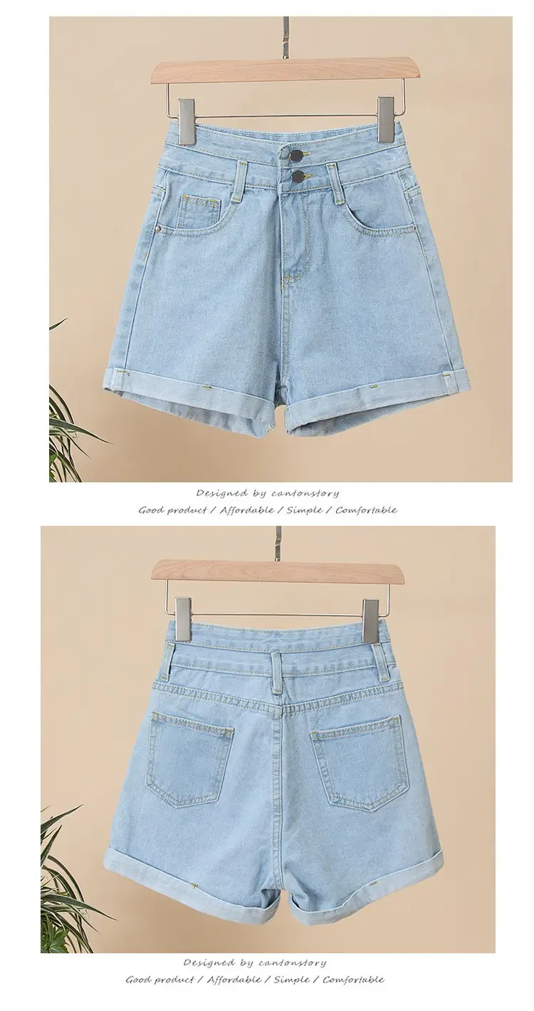 New Women High Waist Denim Shorts Light Blue 2025 — feature 11