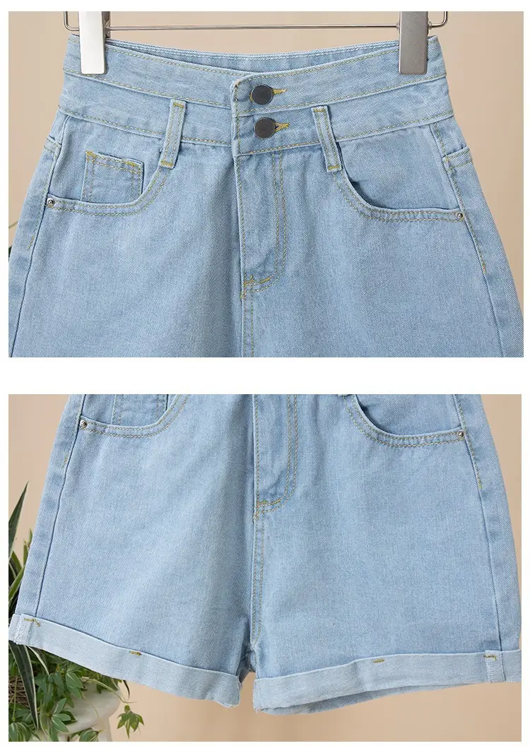 New Women High Waist Denim Shorts Light Blue 2025 — feature 12