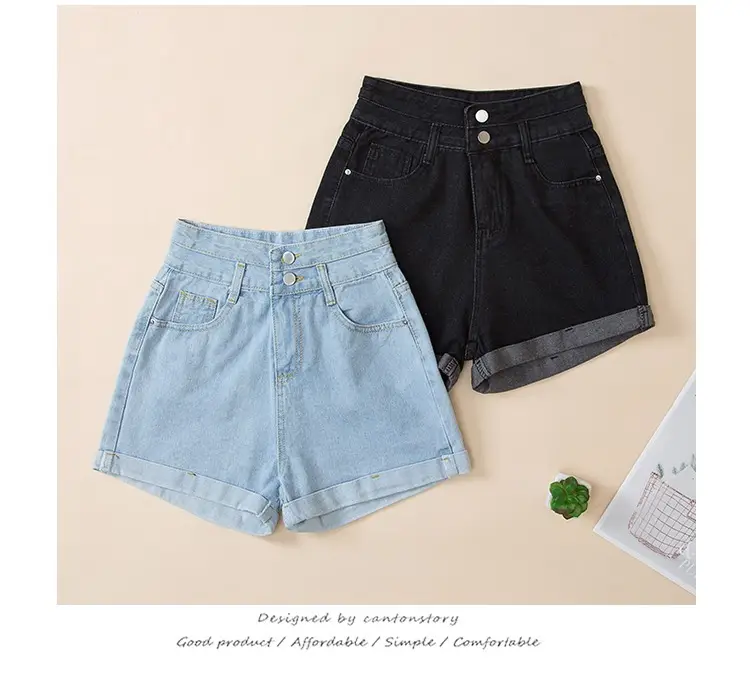 New Women High Waist Denim Shorts Light Blue 2025 — feature 9