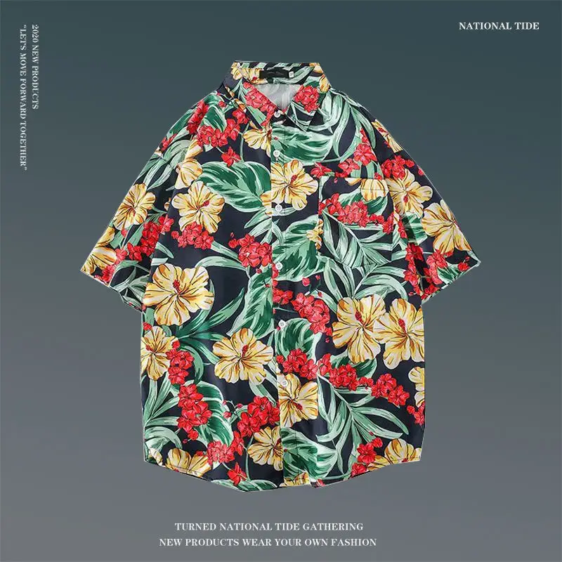 Women Japanese Ins Hawaii Beach Short Sleeve Shirt