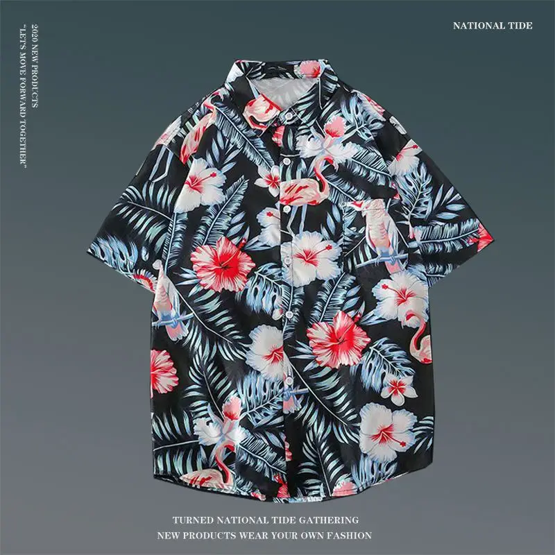 Women Japanese Ins Hawaii Beach Short Sleeve Shirt