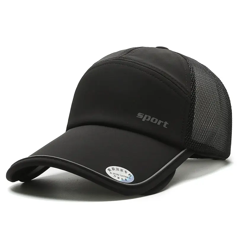 Men's Black Mesh Pull-Out Cap Outdoor Sports Sunscreen - Image 2