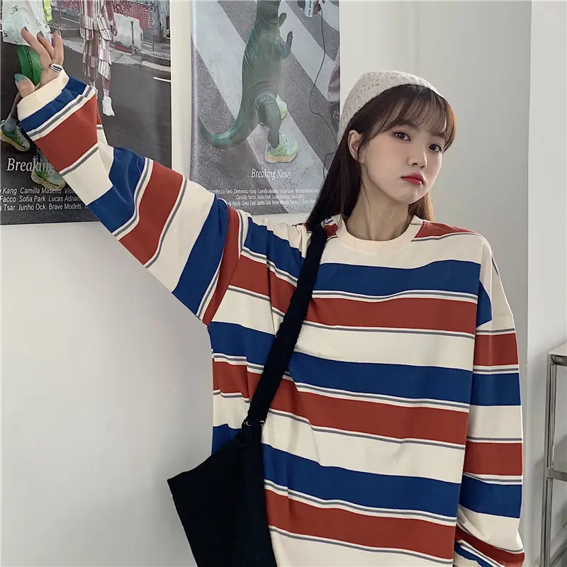 Women Striped T-Shirt Long Sleeve 2022 — feature 10
