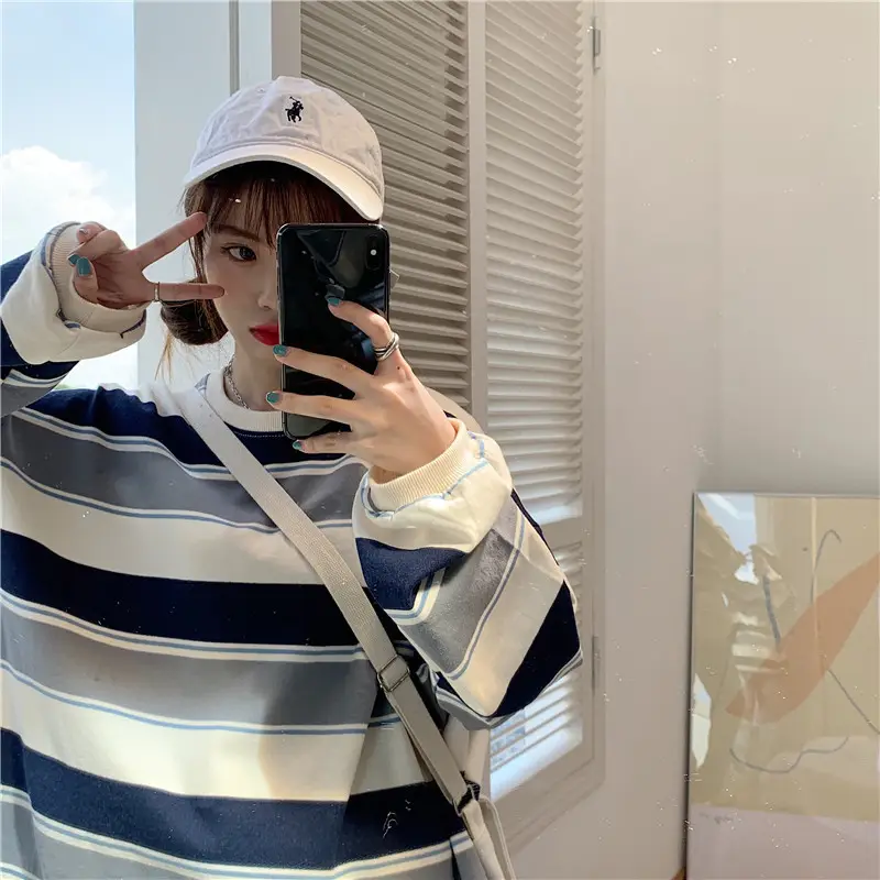 Women Striped T-Shirt Long Sleeve 2022 — feature 19