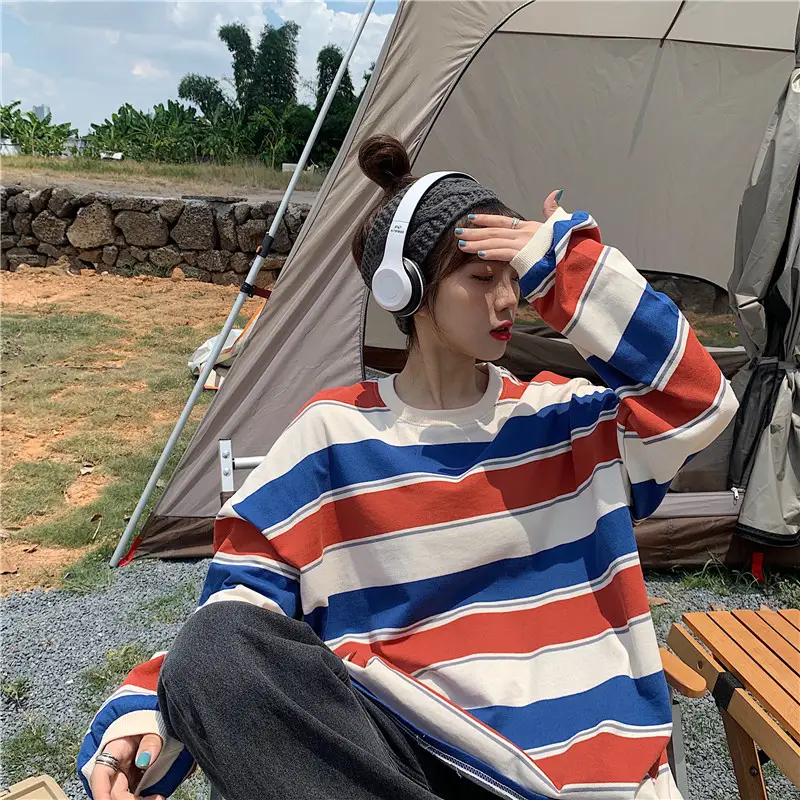 Women Striped T-Shirt Long Sleeve 2022 — feature 4