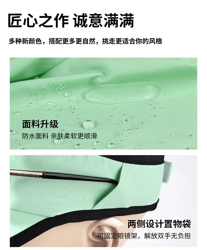 Green Nylon Raincoat Hat for Men Women Waterproof Comfortable — feature 21