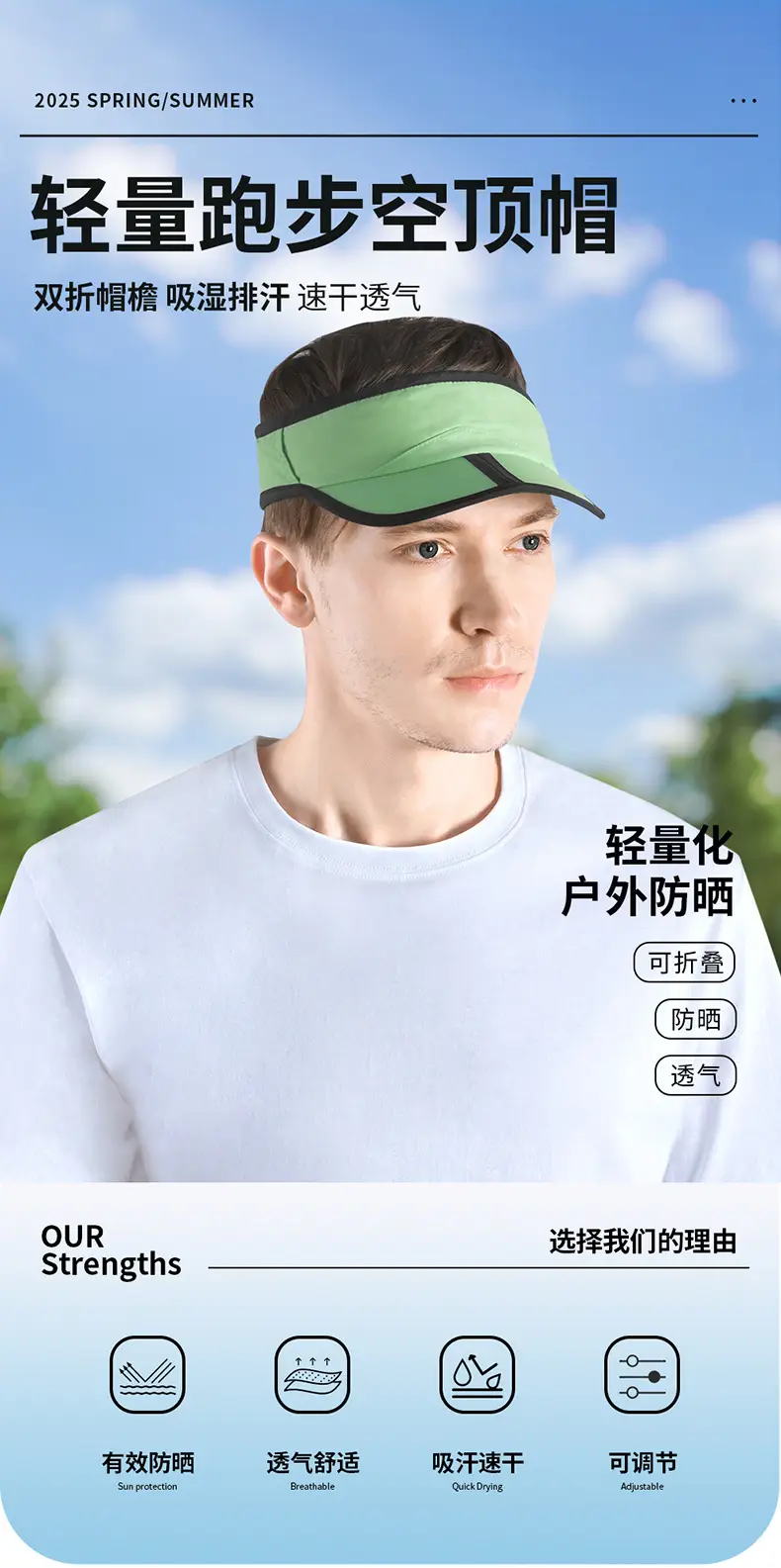 Green Nylon Raincoat Hat for Men Women Waterproof Comfortable — feature 4