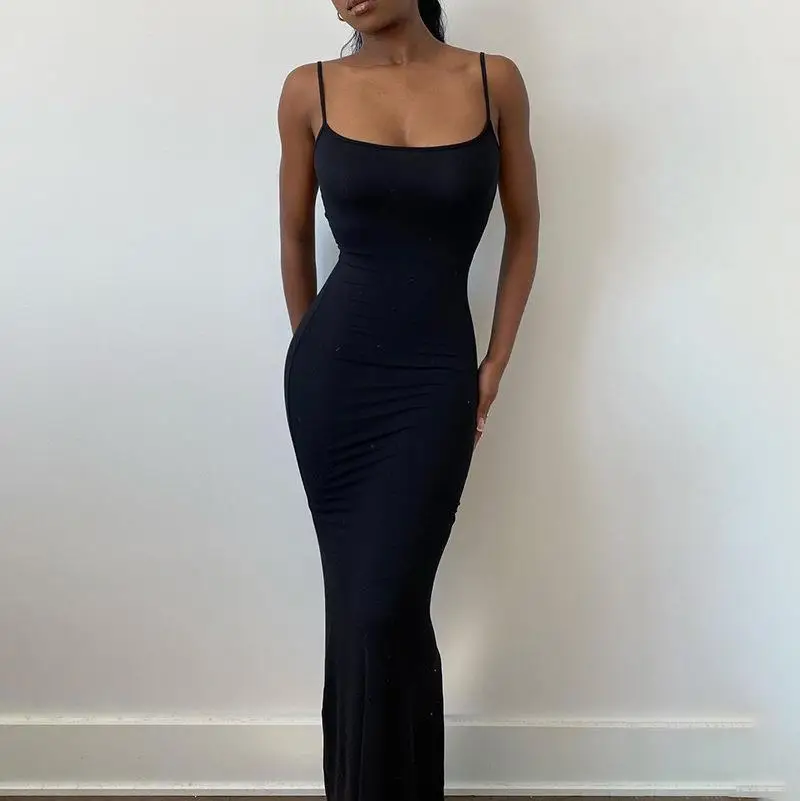 2024 Women's Slim Fit Butt Suspender Dress Peach U-Neck Fishtail - Image 10