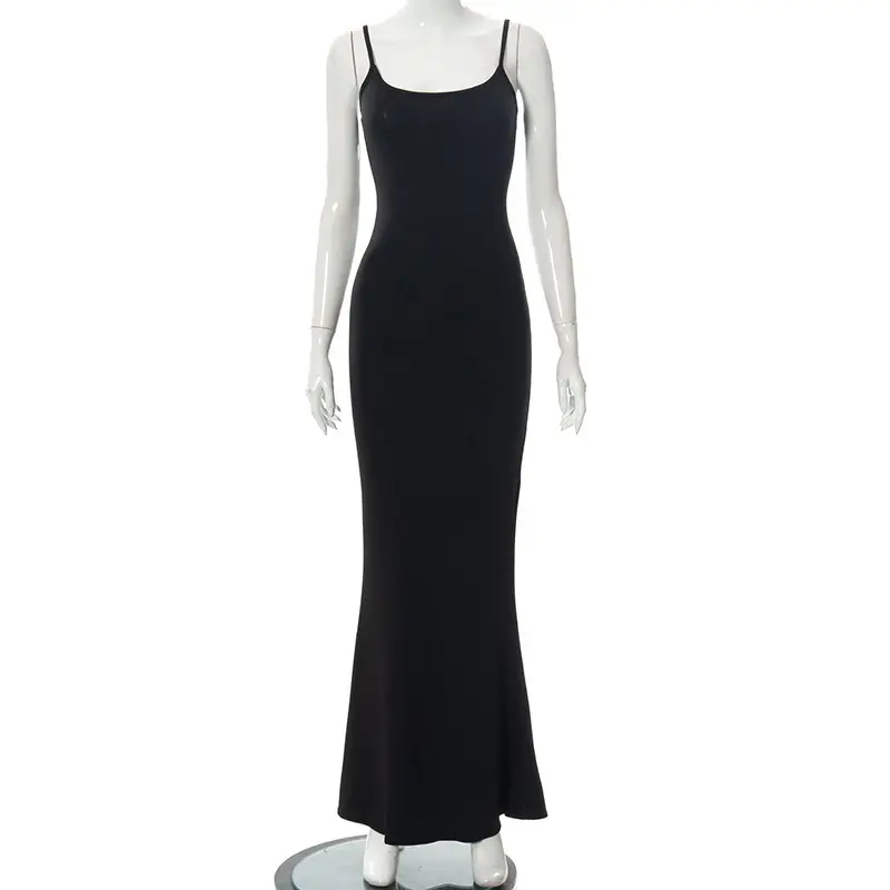 2024 Women's Slim Fit Butt Suspender Dress Peach U-Neck Fishtail - Image 5