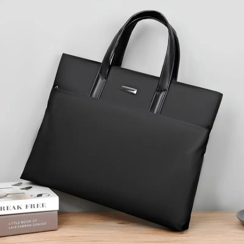 Men's Black Leather Business Shoulder Bag Large Capacity - Image 5