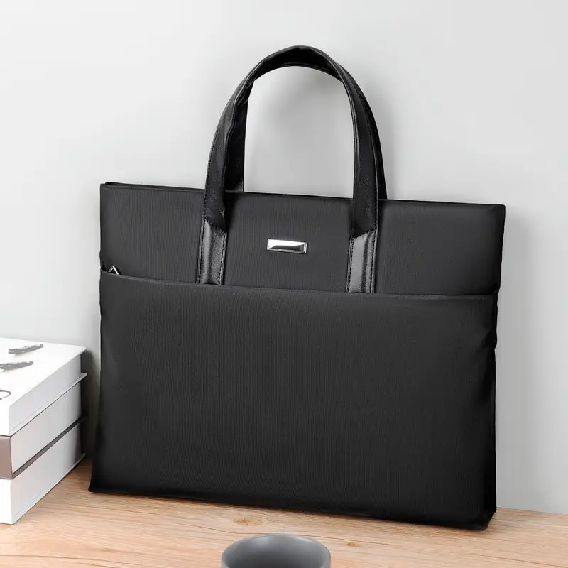 Men's Black Leather Business Shoulder Bag Large Capacity - Image 6