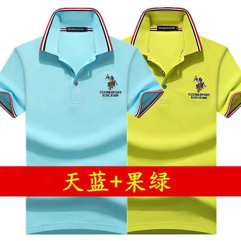 Men Polo Shirt Blue Grey Large Half Sleeve Embroidered