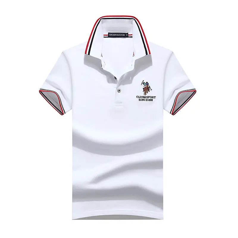 Men Polo Shirt Blue Grey Large Half Sleeve Embroidered