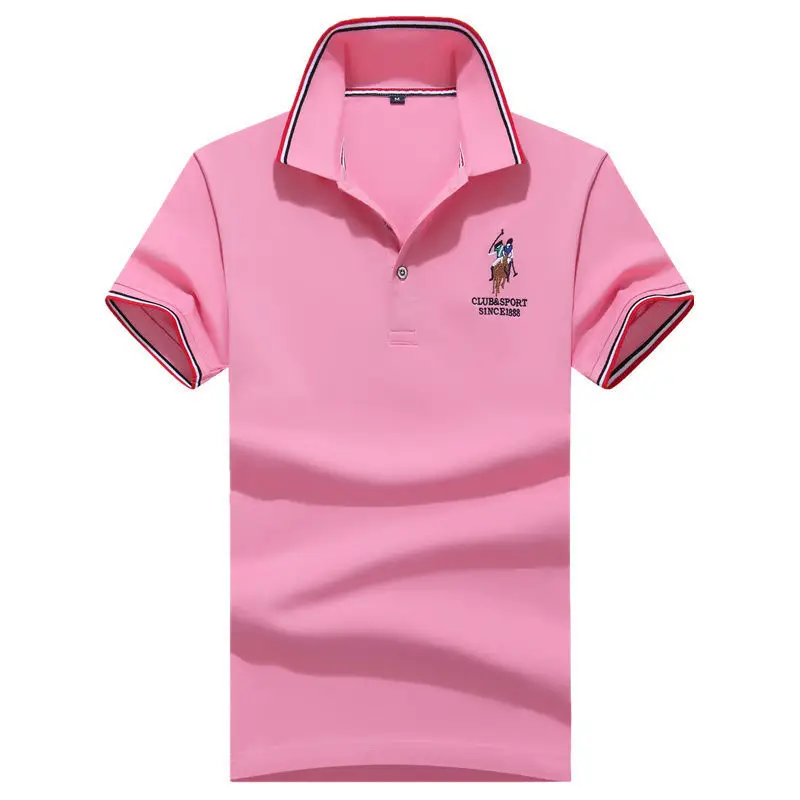 Men Polo Shirt Blue Grey Large Half Sleeve Embroidered