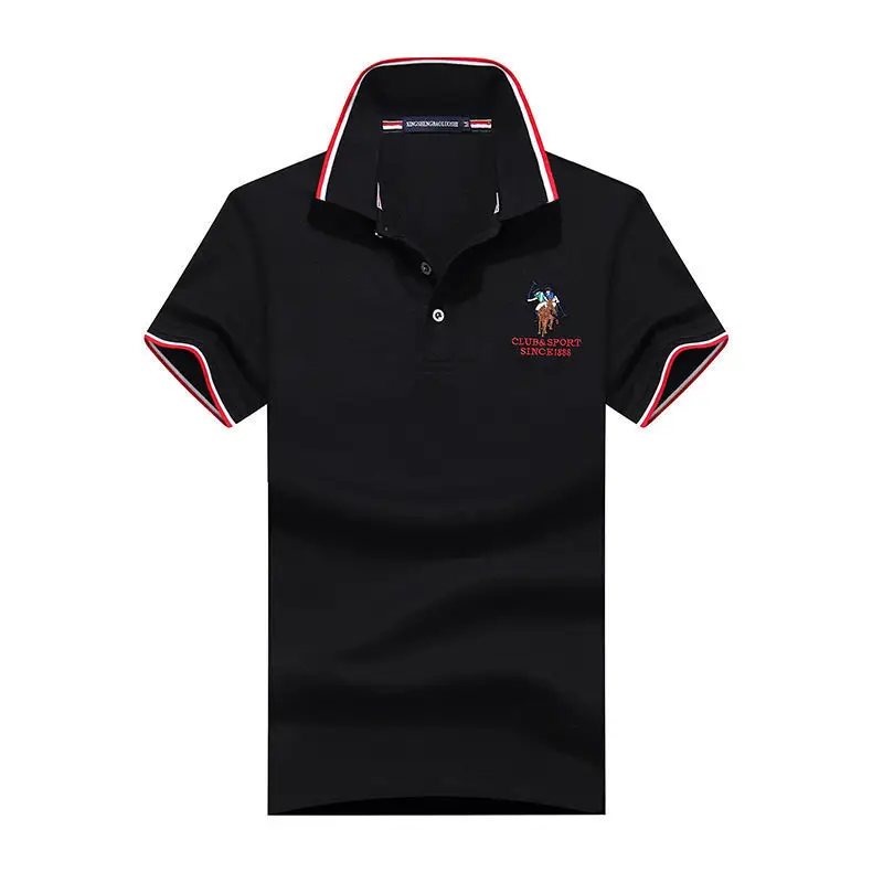 Men Polo Shirt Blue Grey Large Half Sleeve Embroidered