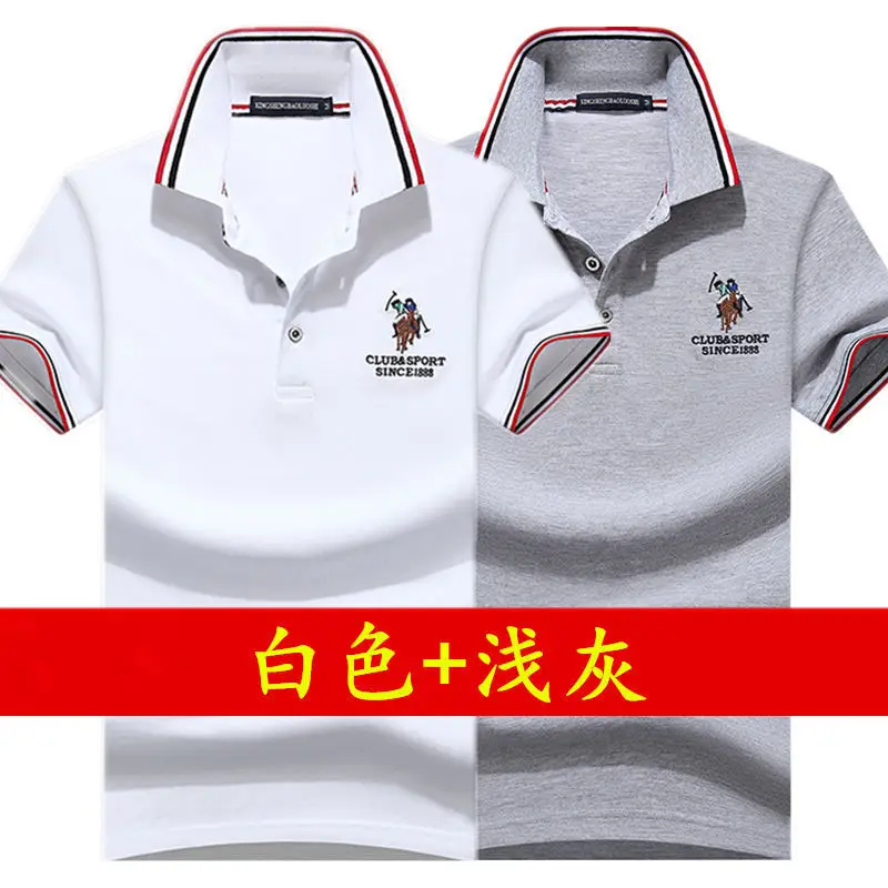 Men Polo Shirt Blue Grey Large Half Sleeve Embroidered