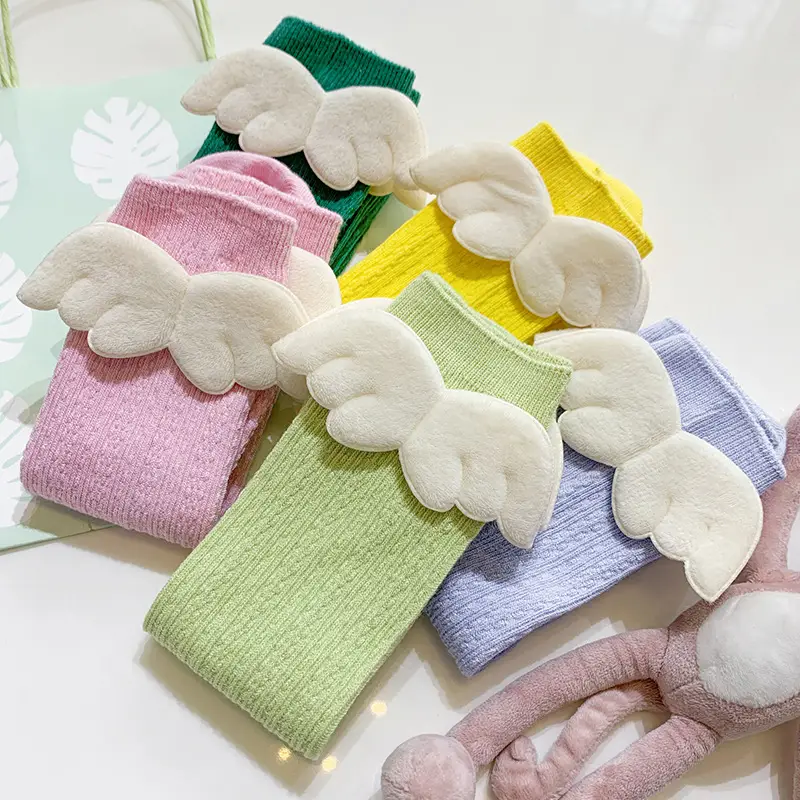 Pink Angel Wings Cotton Knee Socks for Girls 1-8Y