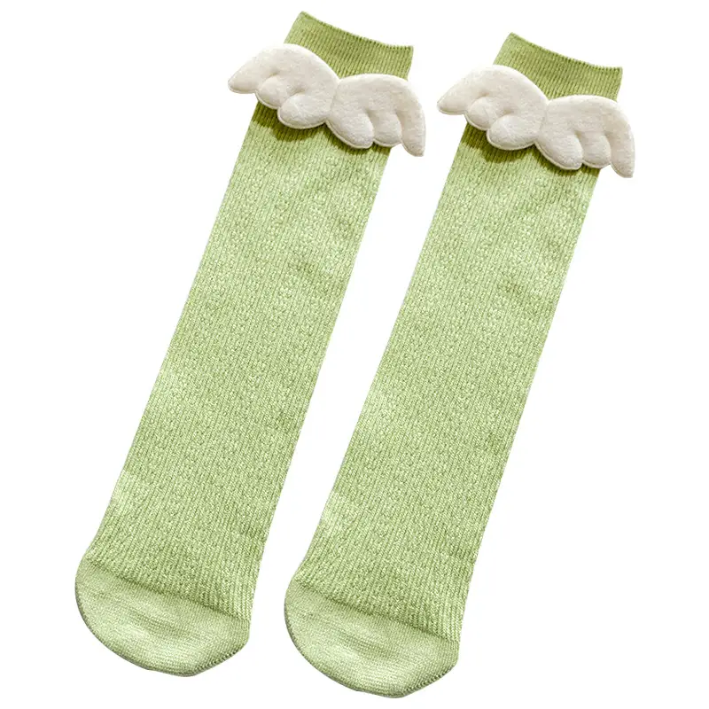 Pink Angel Wings Cotton Knee Socks for Girls 1-8Y