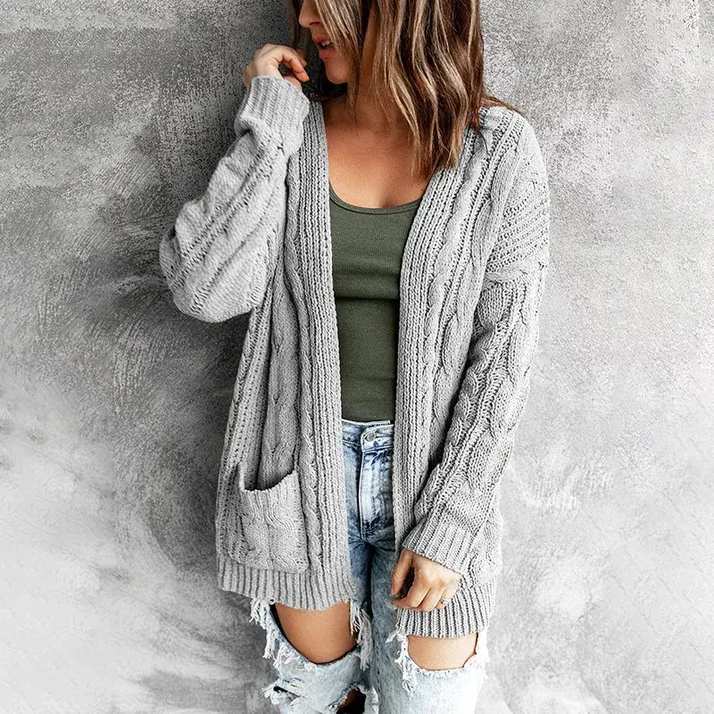 Pink Twist Knitted Cardigan Jacket for Women 2024 Winter - Image 5