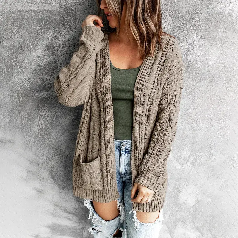 Pink Twist Knitted Cardigan Jacket for Women 2024 Winter - Image 6