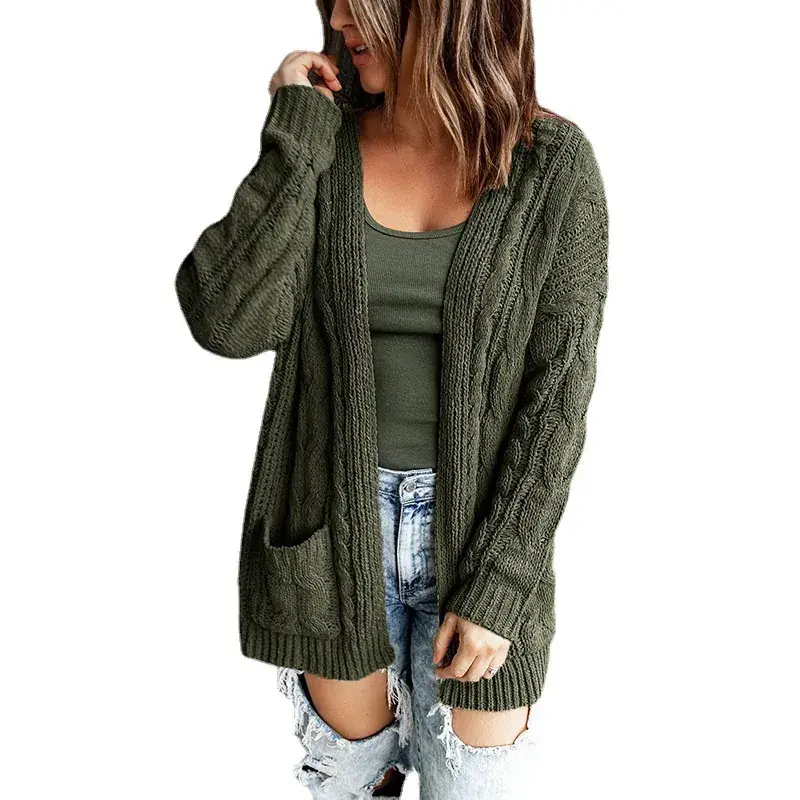 Pink Twist Knitted Cardigan Jacket for Women 2024 Winter - Image 8