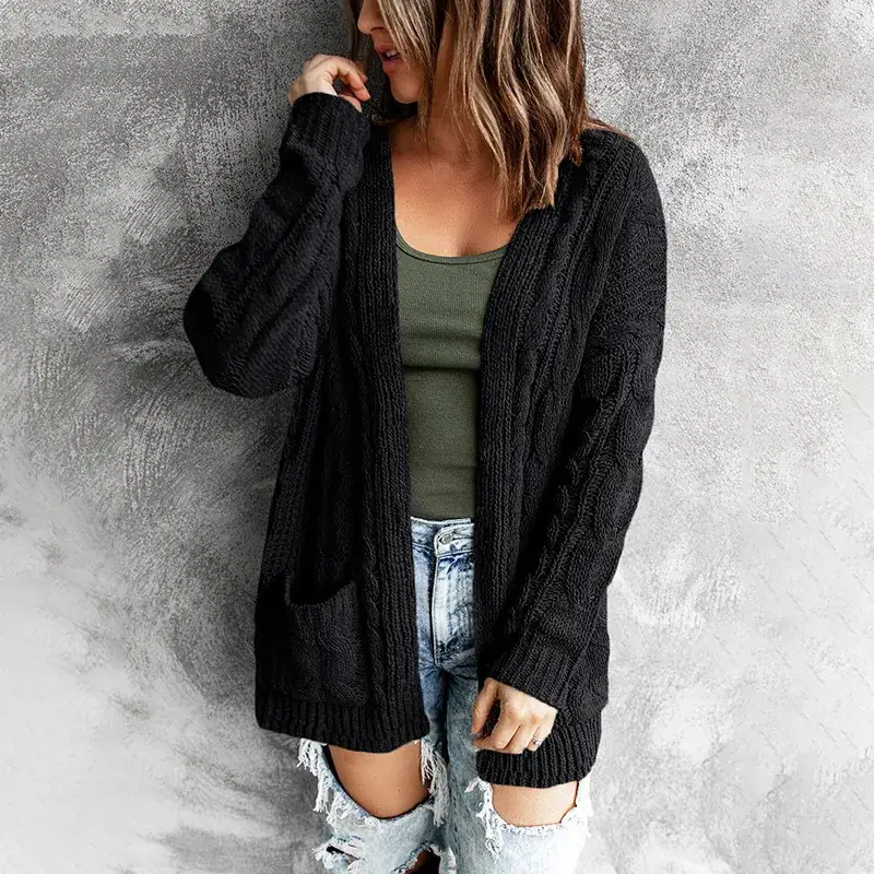 Pink Twist Knitted Cardigan Jacket for Women 2024 Winter - Image 2