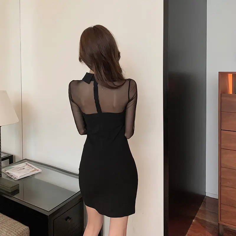 2022 Black Lace Slim Fit Mid-Length Dress — feature 19