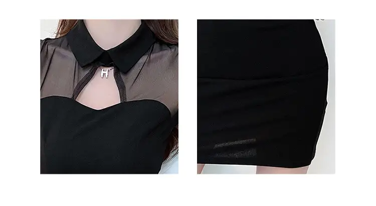 2022 Black Lace Slim Fit Mid-Length Dress — feature 3