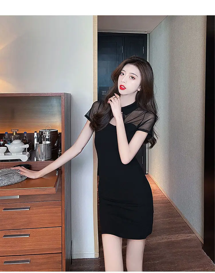 2022 Black Lace Slim Fit Mid-Length Dress — feature 7