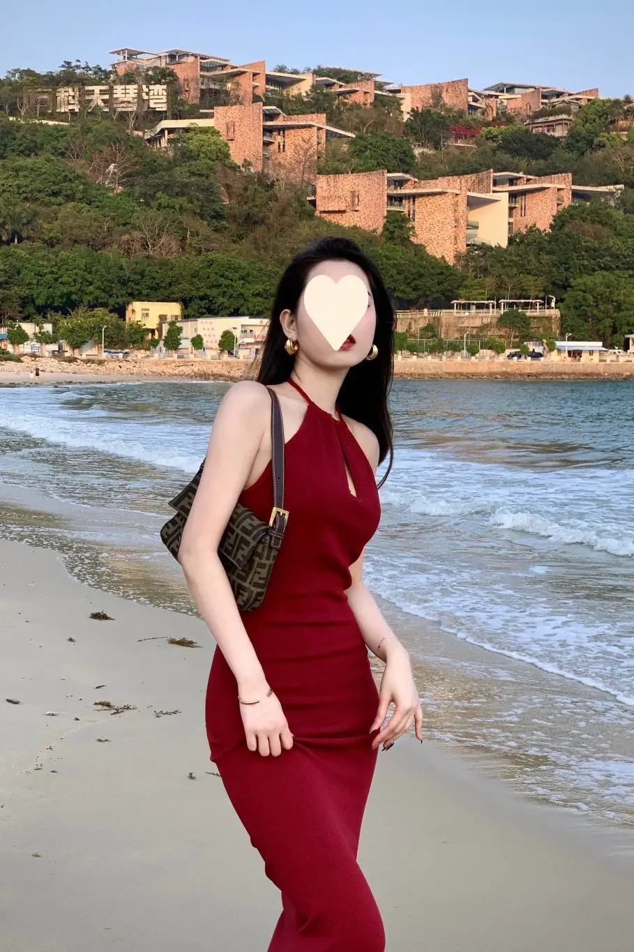 Red Neckline Dress with Keyhole Cutout Slim Fit — feature 11