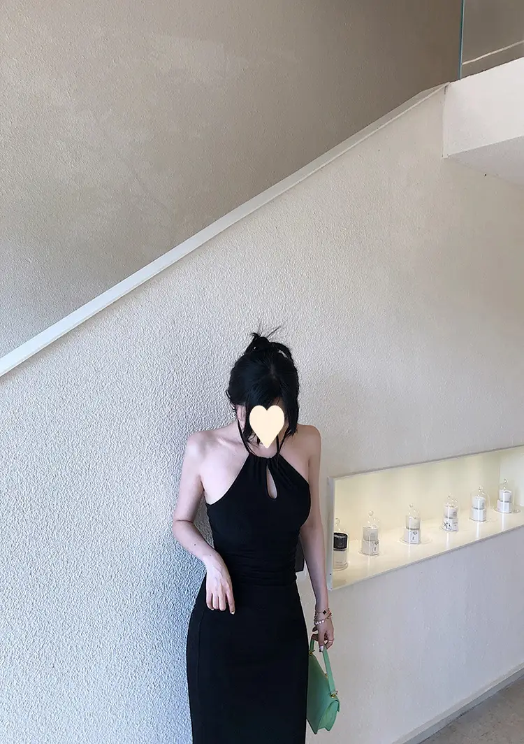 Red Neckline Dress with Keyhole Cutout Slim Fit — feature 14