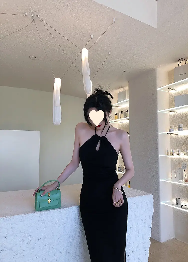 Red Neckline Dress with Keyhole Cutout Slim Fit — feature 16