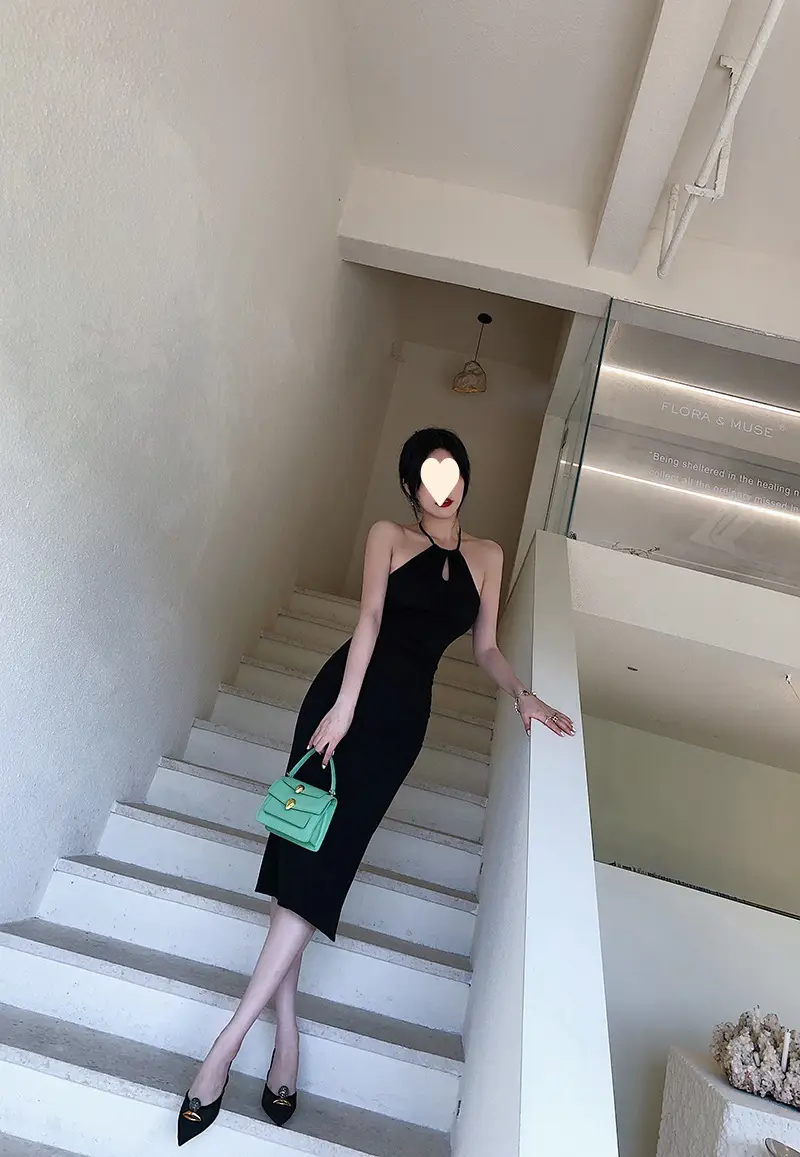 Red Neckline Dress with Keyhole Cutout Slim Fit — feature 19