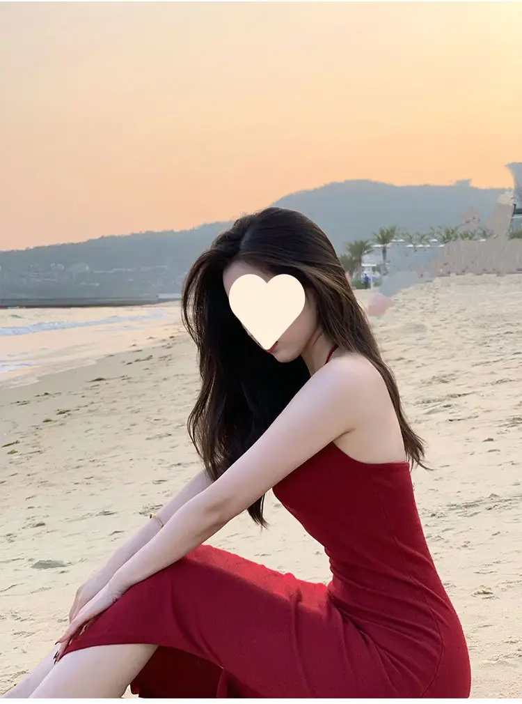 Red Neckline Dress with Keyhole Cutout Slim Fit — feature 21