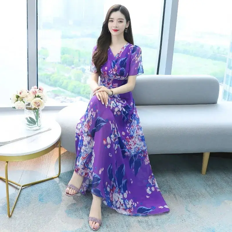 2025 Floral V Neck Skirt Dress Plus Size Women - Image 6