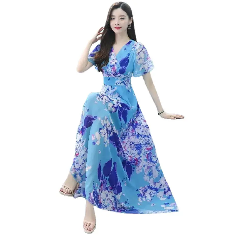 2025 Floral V Neck Skirt Dress Plus Size Women - Image 7