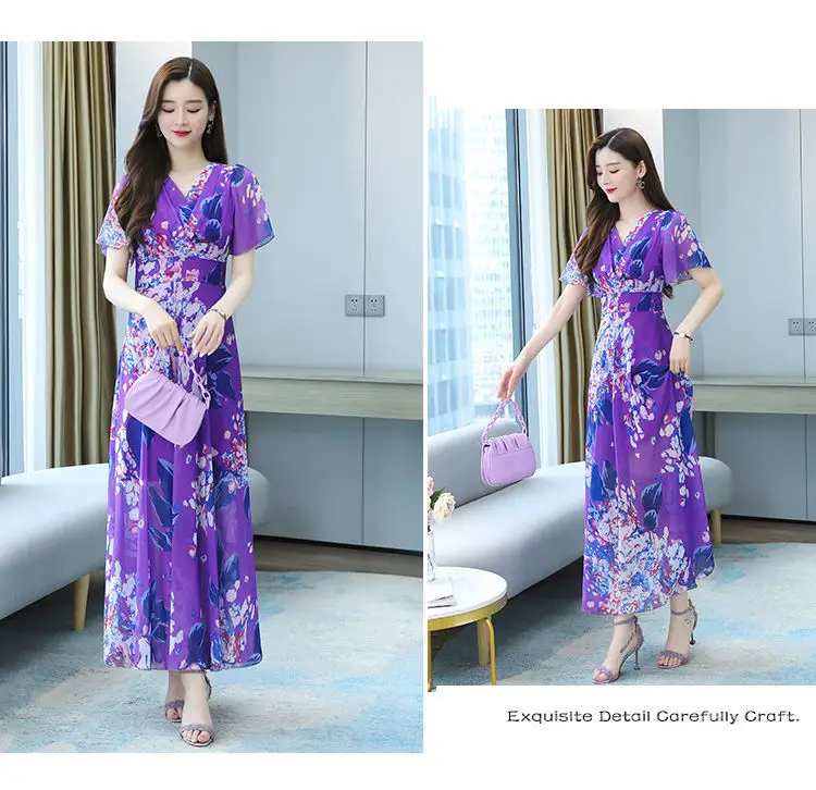 2025 Floral V Neck Skirt Dress Plus Size Women — feature 1