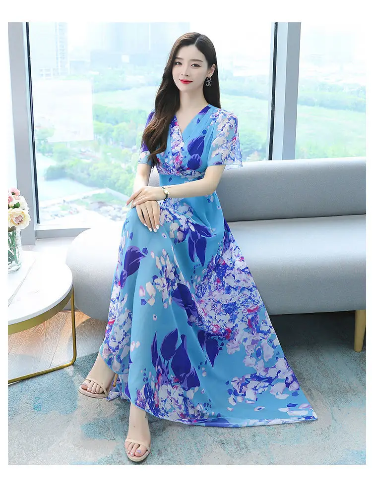 2025 Floral V Neck Skirt Dress Plus Size Women — feature 12