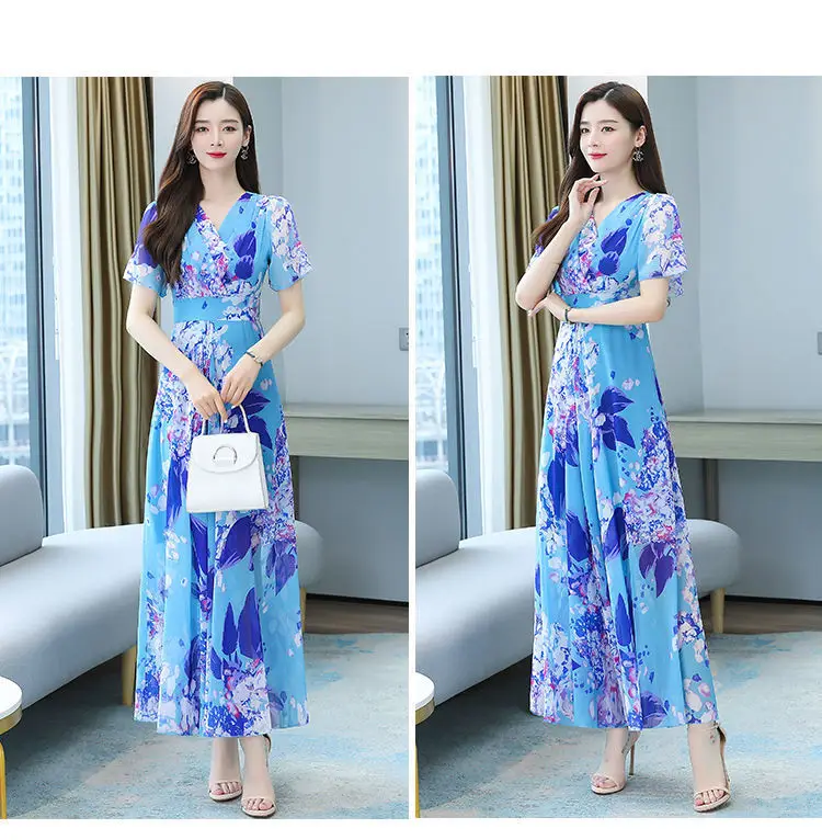 2025 Floral V Neck Skirt Dress Plus Size Women — feature 13
