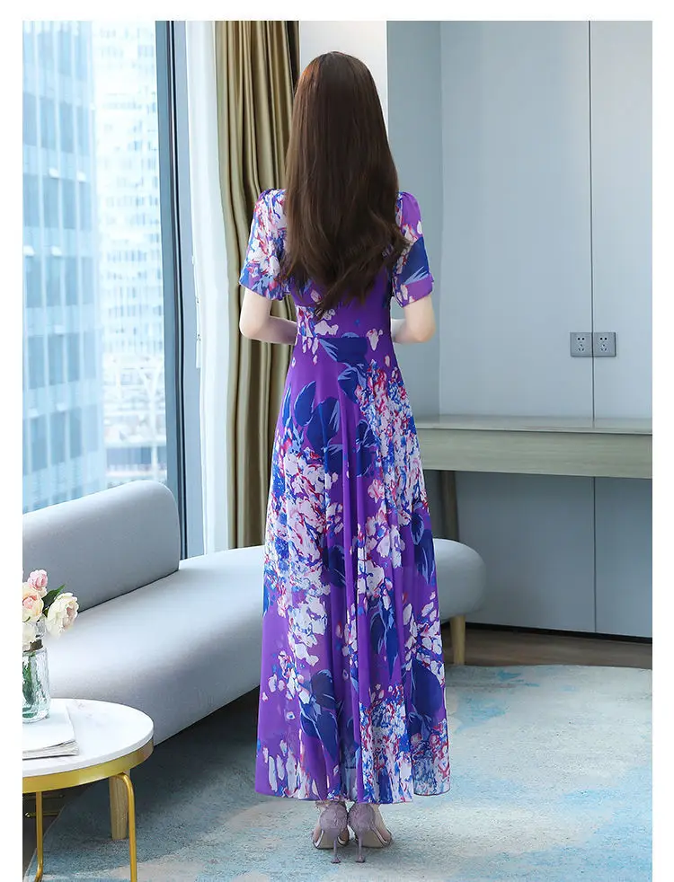 2025 Floral V Neck Skirt Dress Plus Size Women — feature 4
