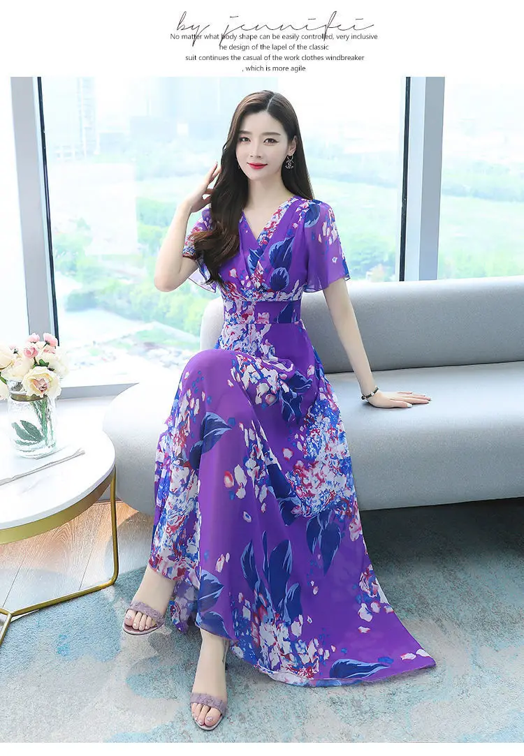 2025 Floral V Neck Skirt Dress Plus Size Women — feature 5