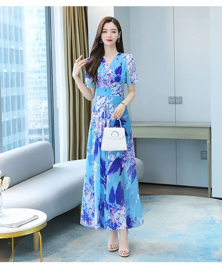 2025 Floral V Neck Skirt Dress Plus Size Women — feature 6