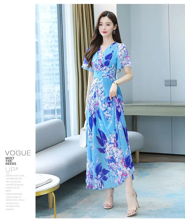 2025 Floral V Neck Skirt Dress Plus Size Women — feature 7