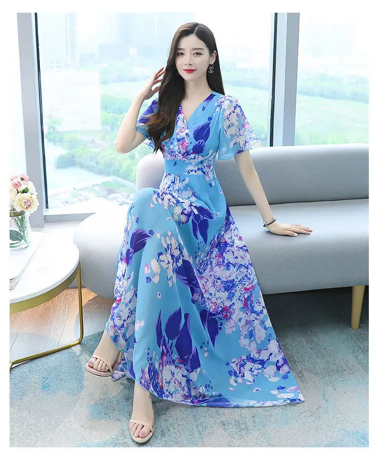 2025 Floral V Neck Skirt Dress Plus Size Women — feature 8